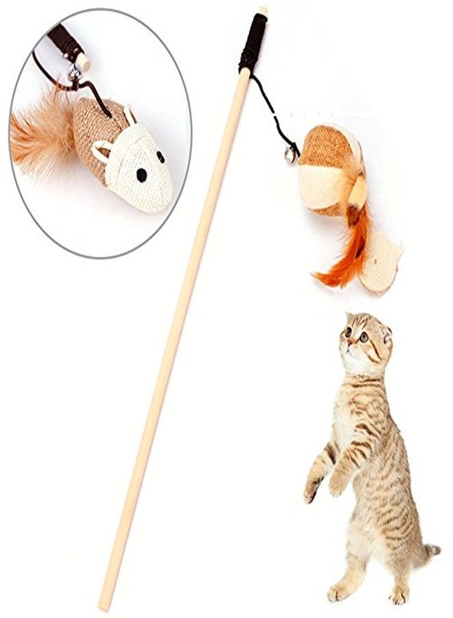 Sage Square 50 cm Jumbo Size Pet Friendly Wooden Cat Toy/Feather Teaser Stick/Training Toy for Cat/Kitten/Puppy (1 Pcs) - Image 2